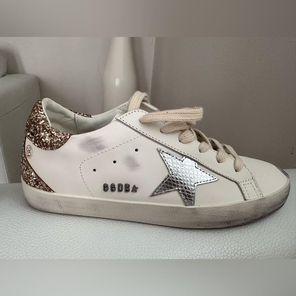 Golden Goose Cream and Silver Star Sneakers Inspiration